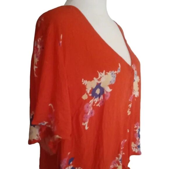 Mod Cloth Breezy Tendency Crop Top Floral Tie Front Oversized Drapey Size 2X - Picture 6 of 10